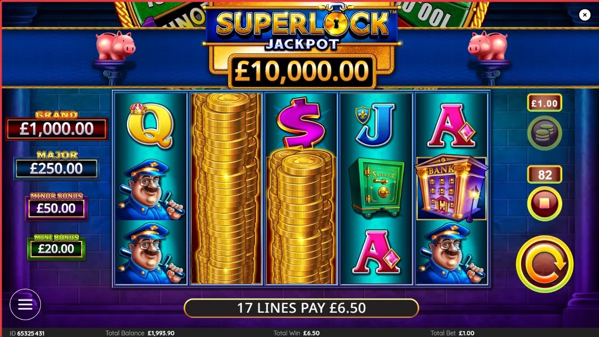 Tampilan visual slot Piggy Bankin’ Super Lock dengan tema perbankan dan emas