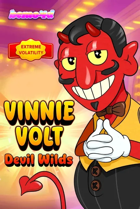 Vinnie Volt: Devil Wilds slot machine interface with retro cartoon devil character